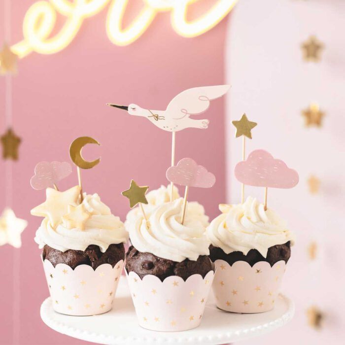 PartyDeco Cupcake Toppers - Ooievaar pk/7