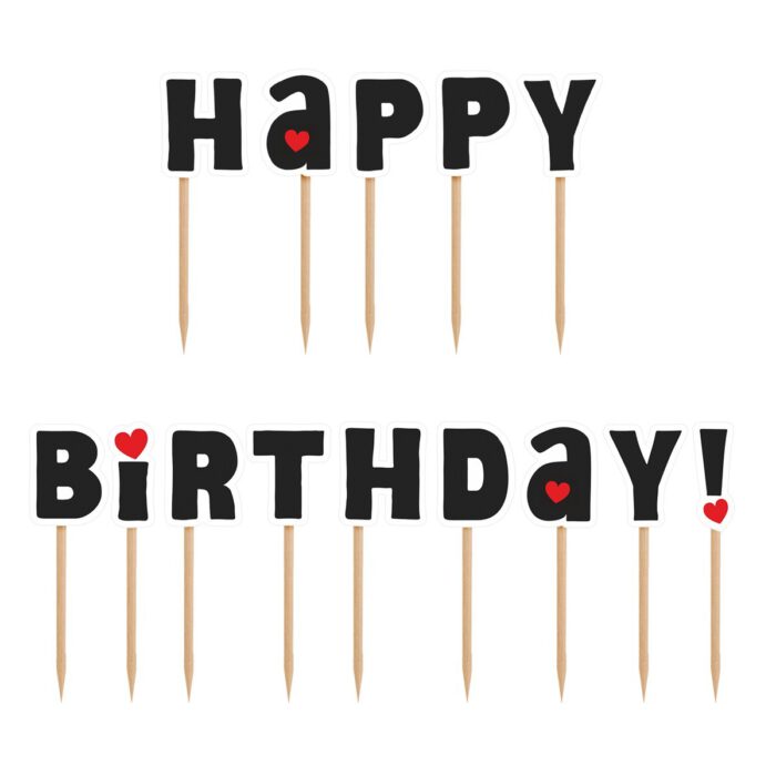 PartyDeco Cupcake Topper Happy Birthday! Set/14