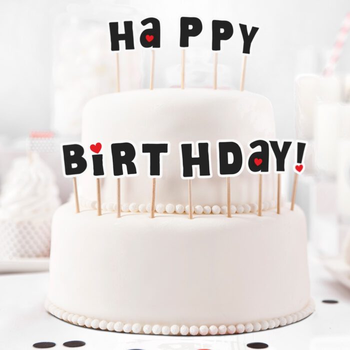 PartyDeco Cupcake Topper Happy Birthday! Set/14