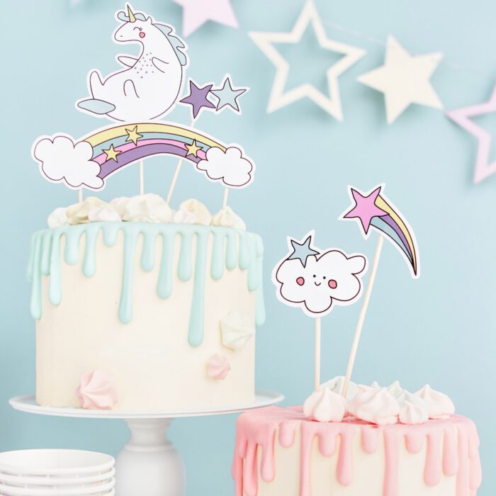 PartyDeco Cake Toppers Unicorn -5st-