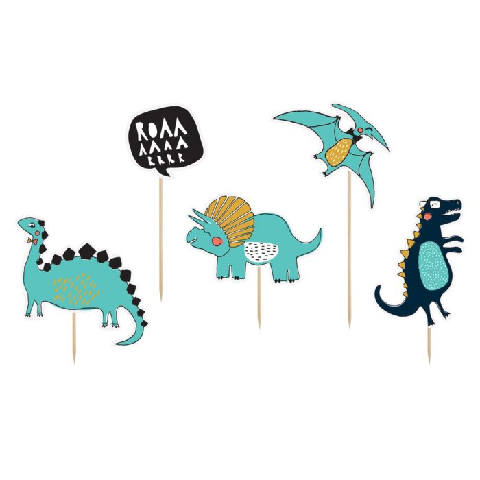 PartyDeco Cake Toppers Dinosaurs 10,5-20cm Set/5