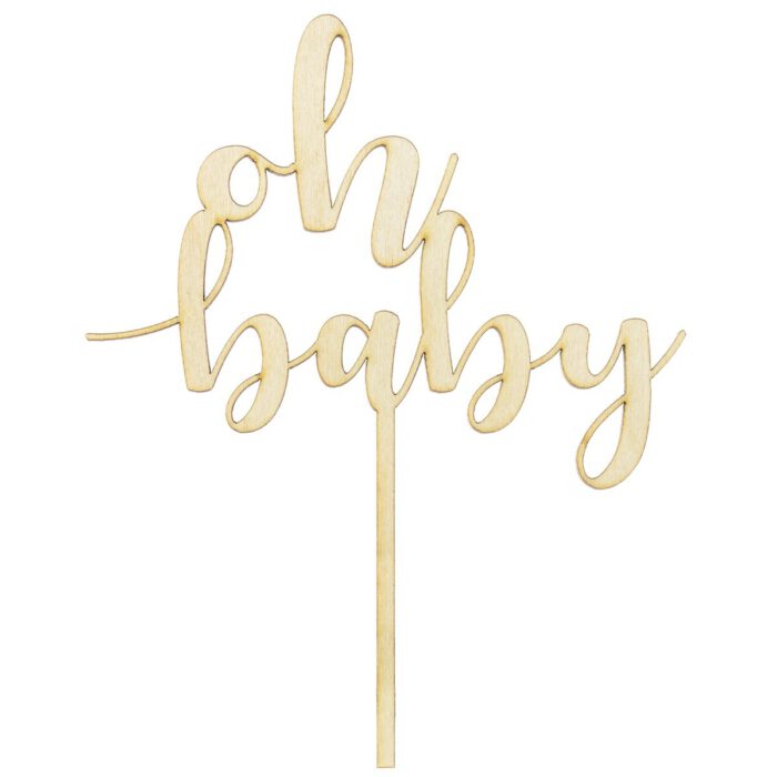 PartyDeco Houten Cake Topper - Oh Baby