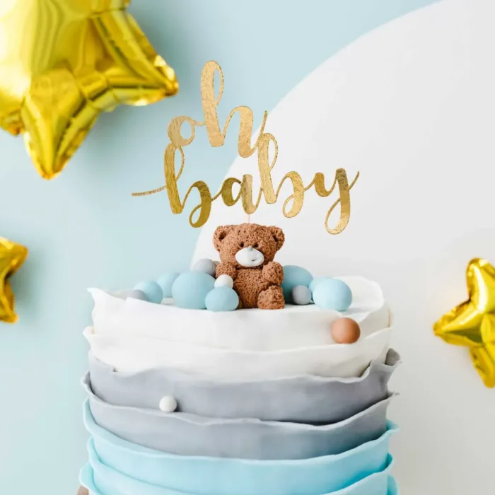 PartyDeco Cake Topper Oh Baby - Goud