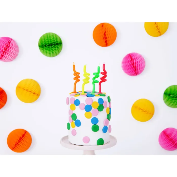PartyDeco Verjaardagskaarsjes - Curl Mix 8 cm pk/4