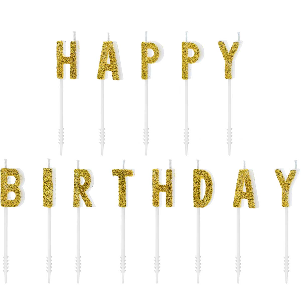PartyDeco Verjaardagskaarsjes - Happy Birthday Gold Set/13