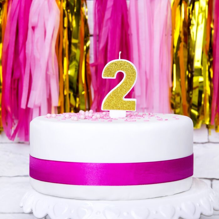 PartyDeco Verjaardag Kaars Nummer 2 - Goud