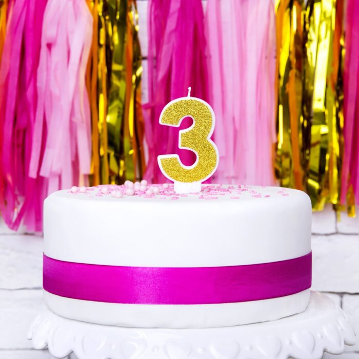 PartyDeco Verjaardag Kaars Nummer 3 - Goud