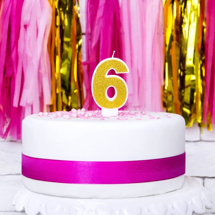 PartyDeco Verjaardag Kaars Nummer 6 - Goud