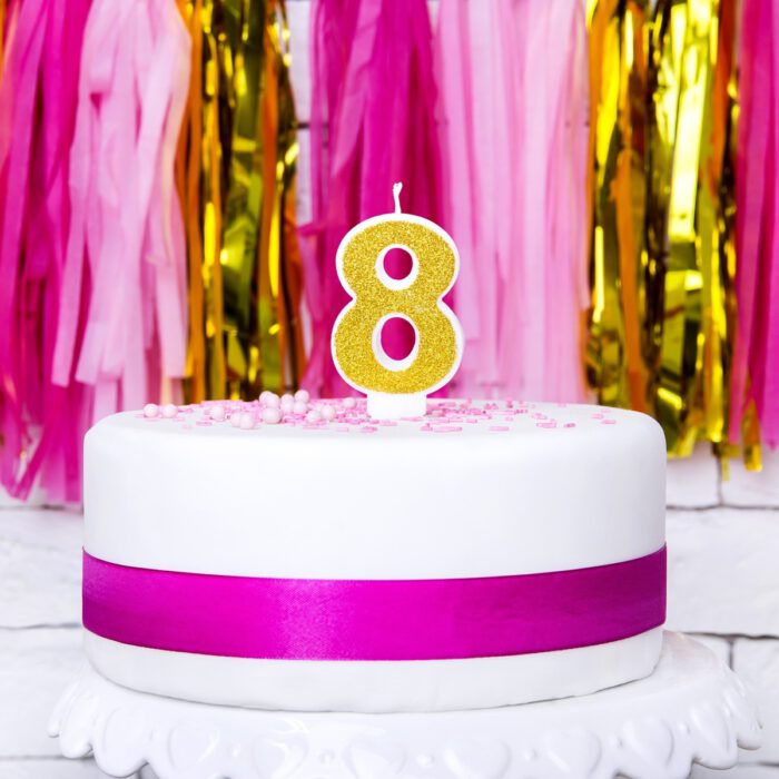PartyDeco Verjaardag Kaars Nummer 8 - Goud