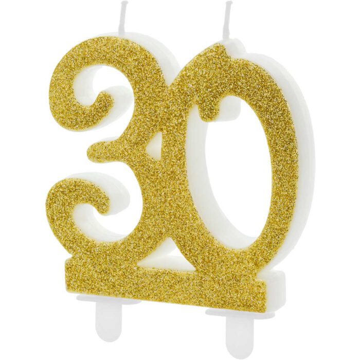 PartyDeco Verjaardagskaars Nummer 30 - Modern Goud