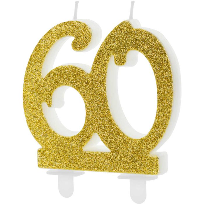 PartyDeco Verjaardagskaars Nummer 60 - Modern Goud