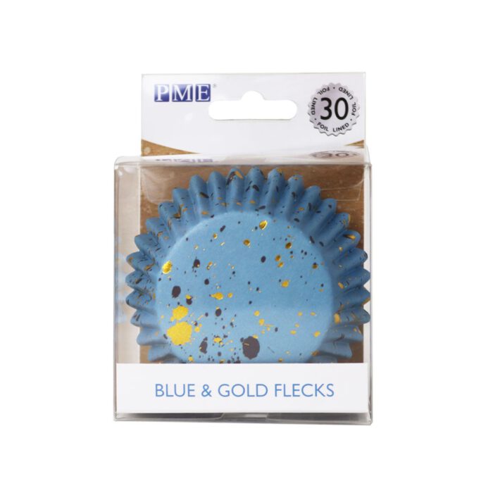 PME Folie Cupcakevormpjes Blauwe & Gouden Vlekjes pk/30