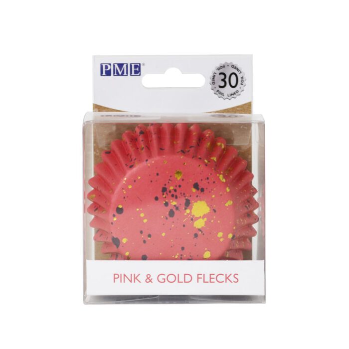 PME Folie Cupcakevormpjes Roze & Gouden Vlekjes pk/30